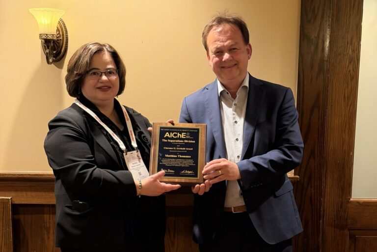 Prof. Matthias Thommes honored with Clarence (Larry) G. Gerhold Award